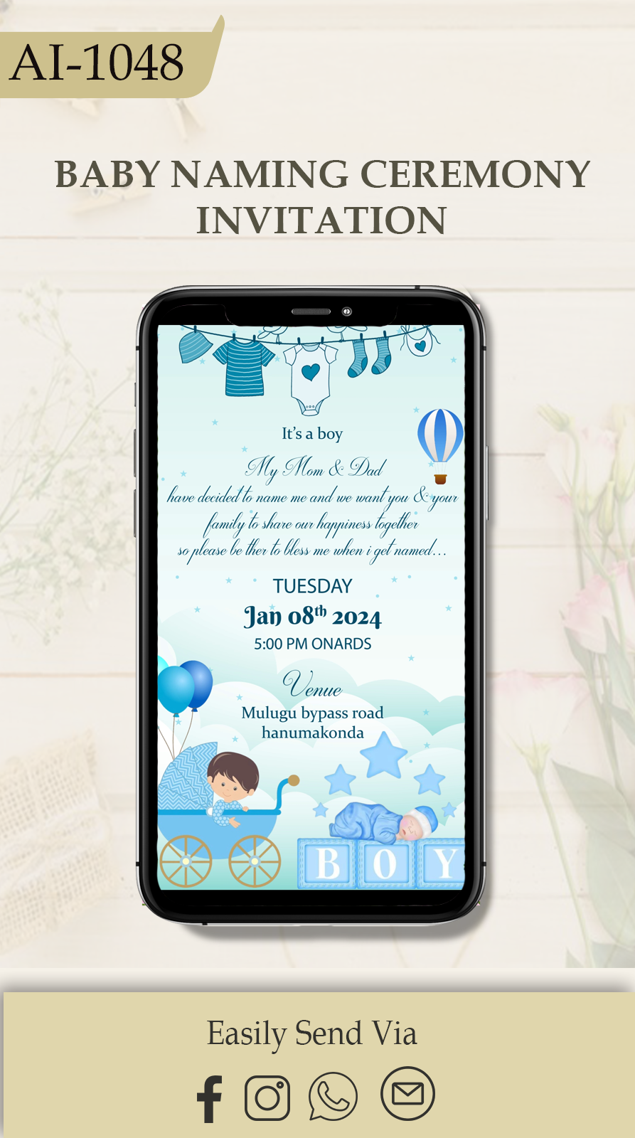 Baby Naming Ceremony Video Invitation Cradle Ceremony Invitation